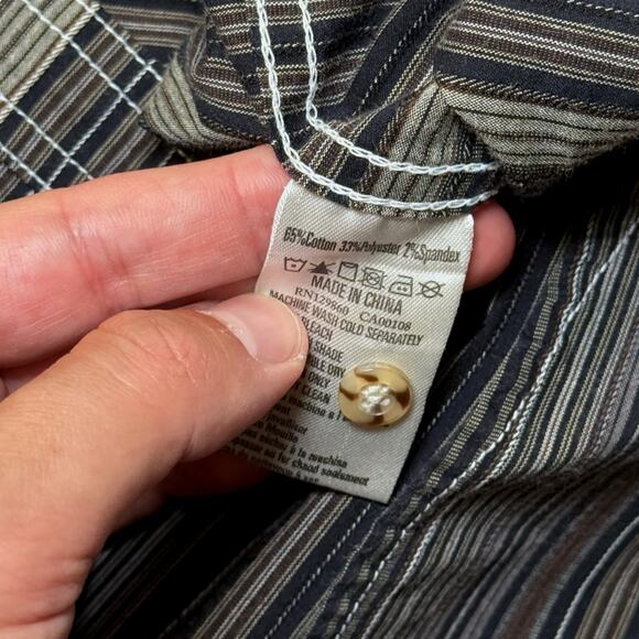 Rhythm. Striped Gray SS Button Up mens Size XL GUC - Picture 6 of 8